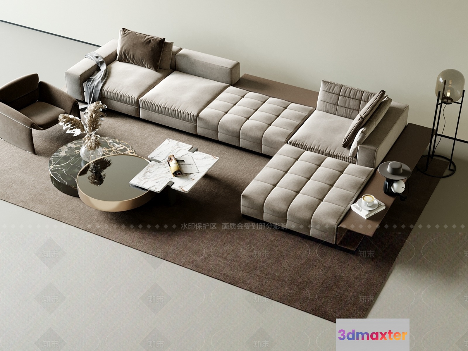 Modern Living Room 3D Model - 6890 - VRAY Render