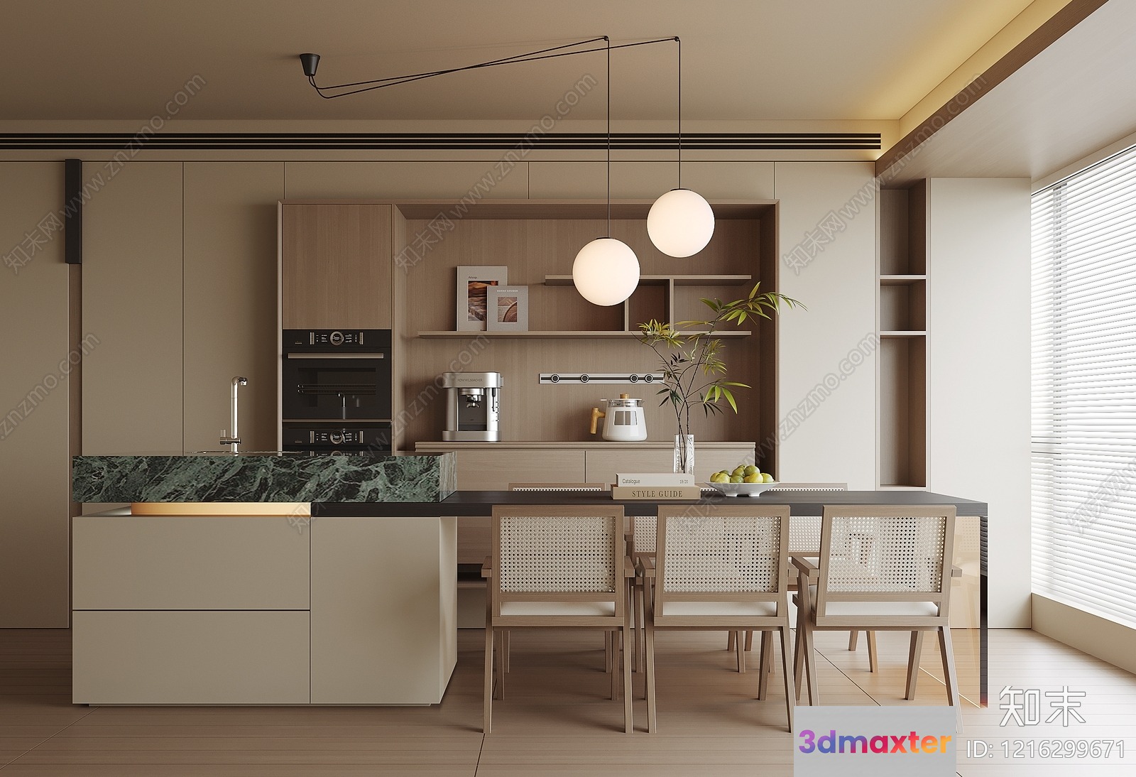 Modern Kitchen Island 3D Model - 18185 - VRAY Render