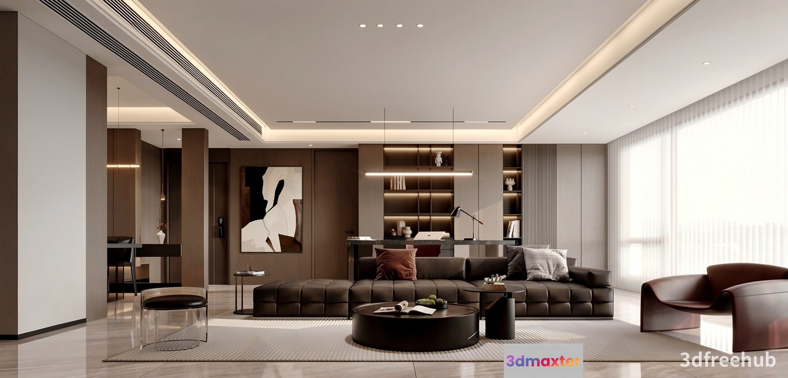 Modern Living Room 3D Model - 20190 - VRAY Render