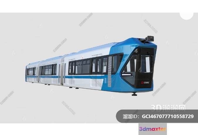 Blue And White Train 3D Model - 11039 - VRAY Render