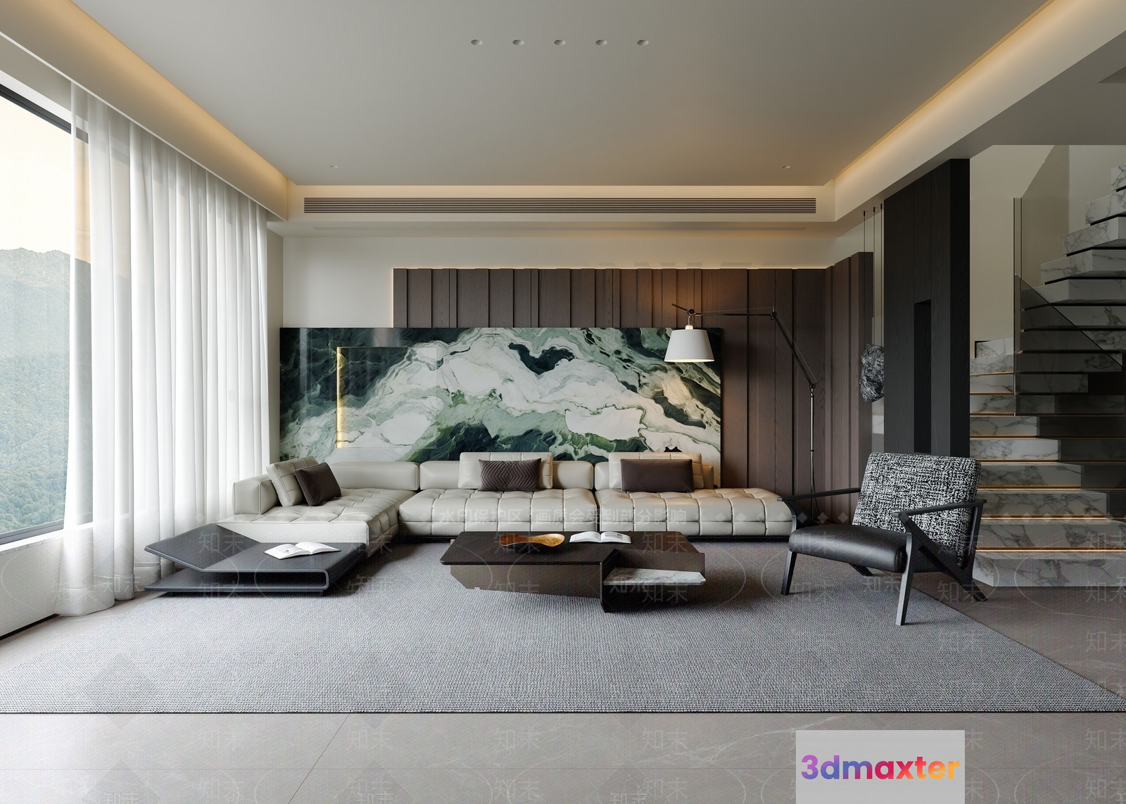 Modern Living Room 3D Model - 21127 - VRAY Render