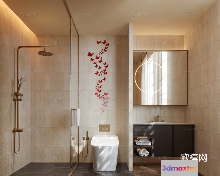 A Modern Bathroom 3D Model - 18422 - VRAY Render