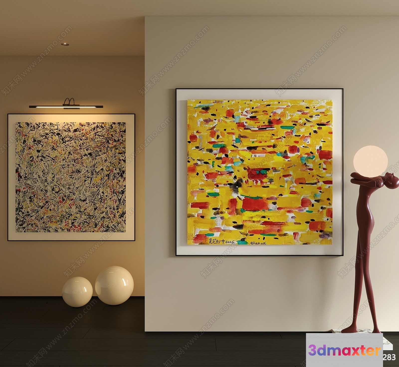 Abstract Artwork In A Modern Setting 3D Model - 7855 - VRAY Render