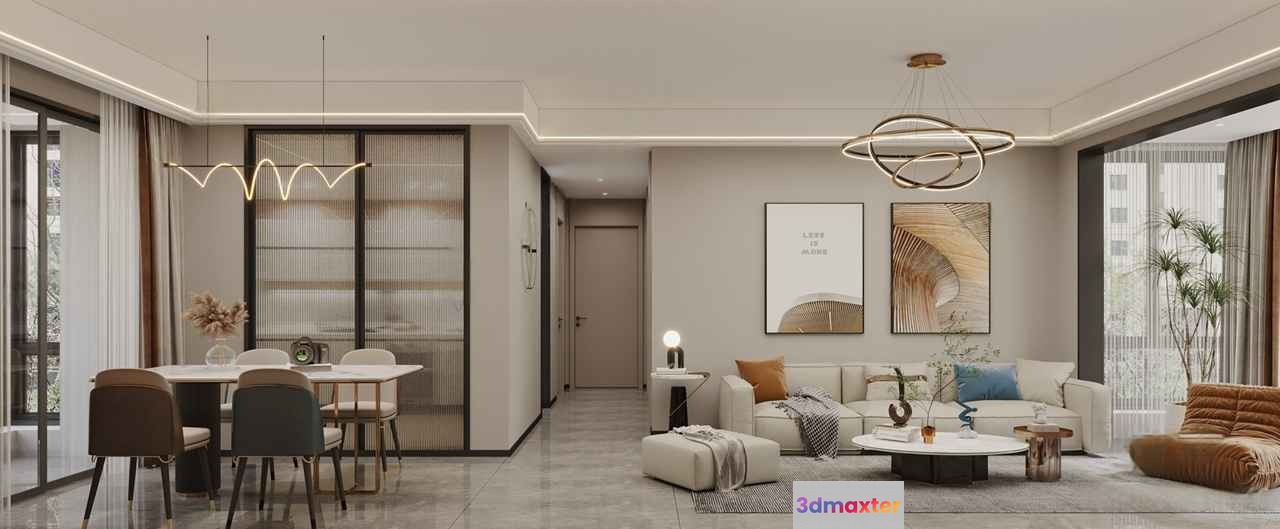 Modern Living Room 3D Model - 20014 - CORONA Render
