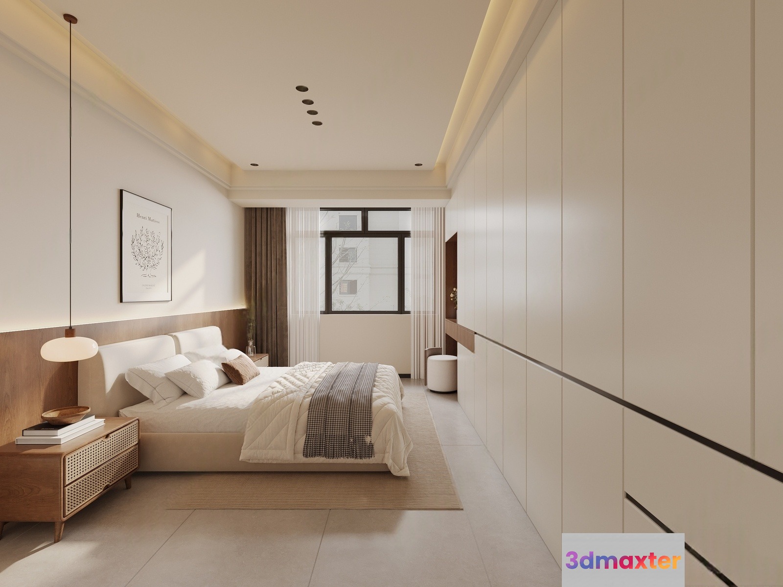 Modern Minimalist Bedroom 3D Model - 20012 - CORONA Render