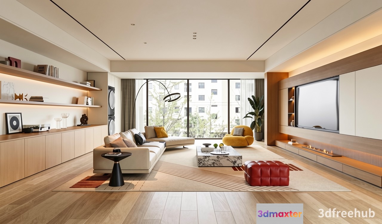 Modern Living Room 3D Model - 23284 - VRAY Render
