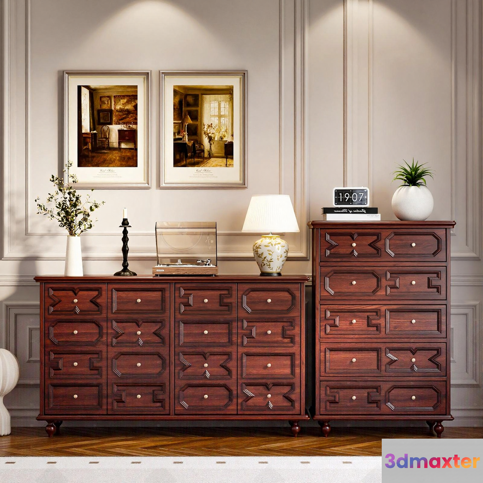 Wooden Dresser Set 3D Model - 1794 - VRAY Render