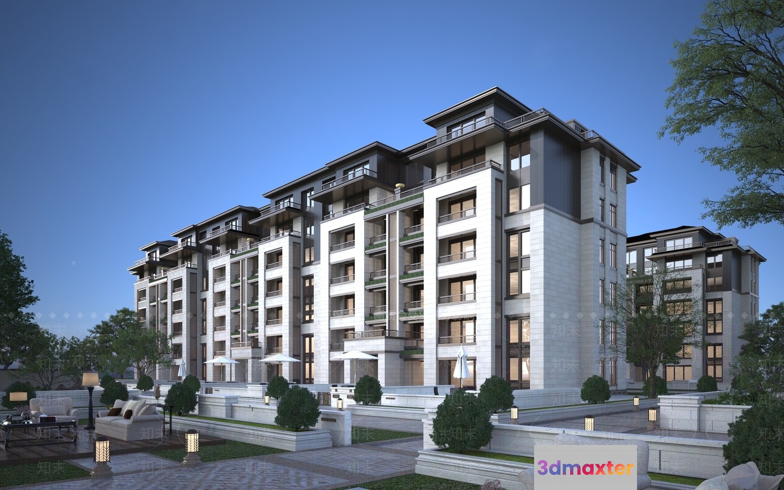 Large Apartment Building 3D Model - 2275 - VRAY Render