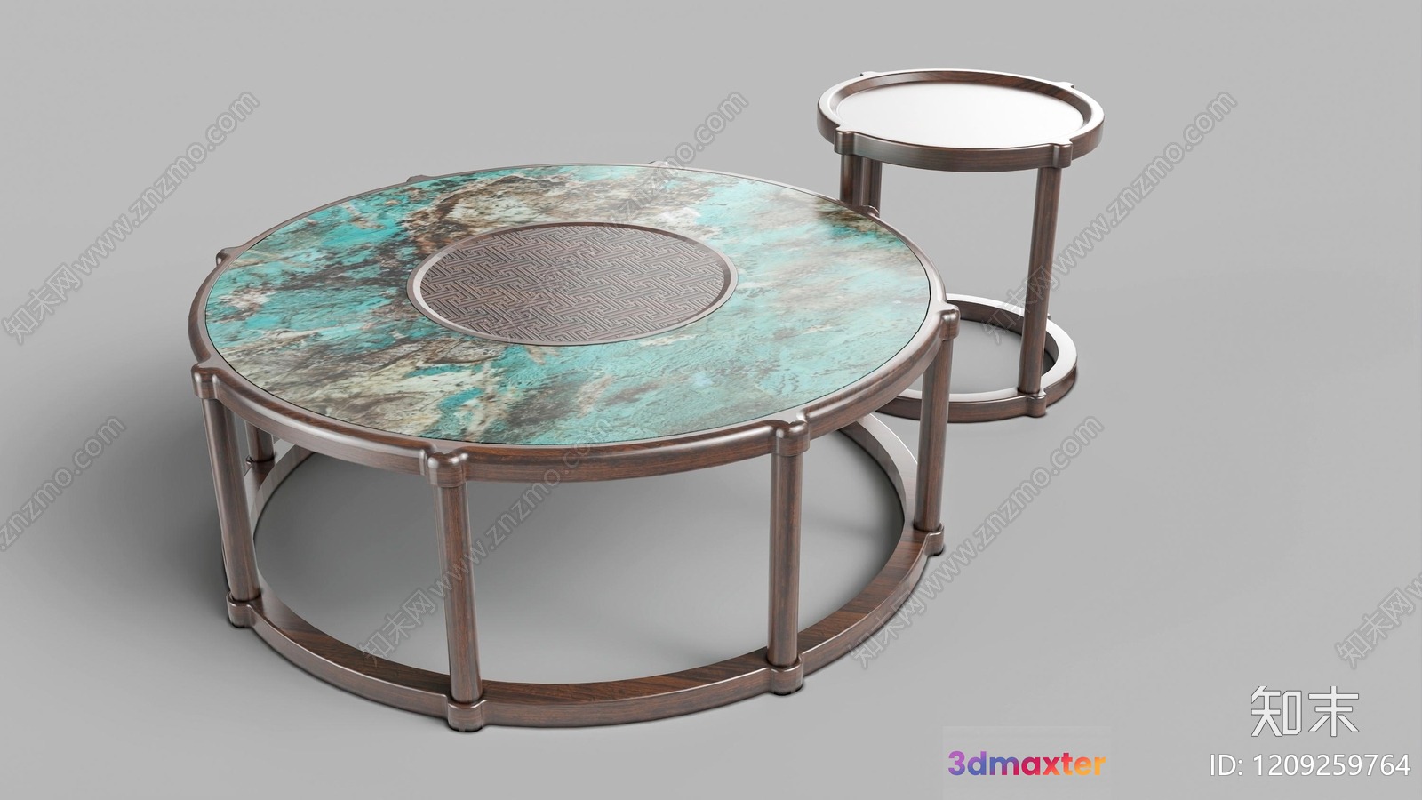 A Table With A Marble Top And Metal Legs 3D Model - 16063 - VRAY Render