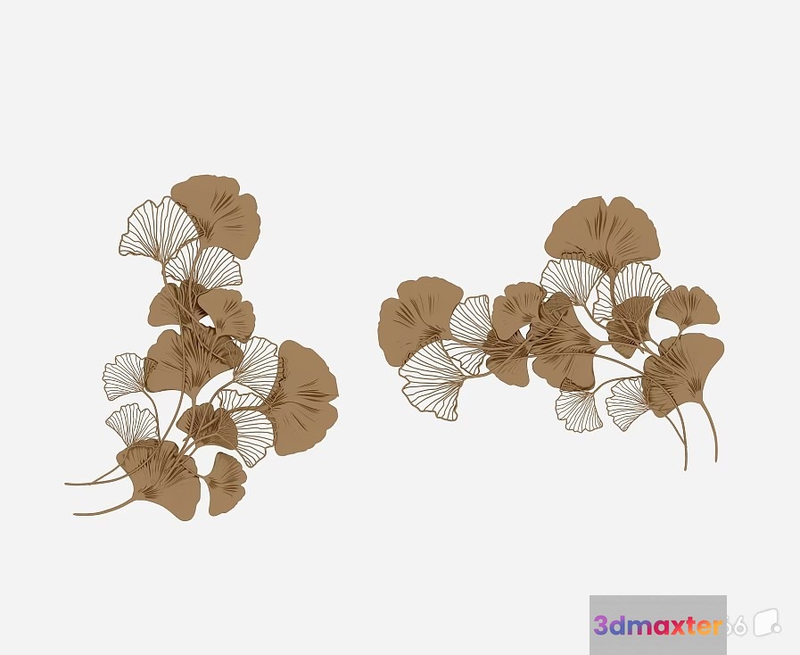 Two Ginkgo Leaves 3D Model - 19448 - VRAY Render