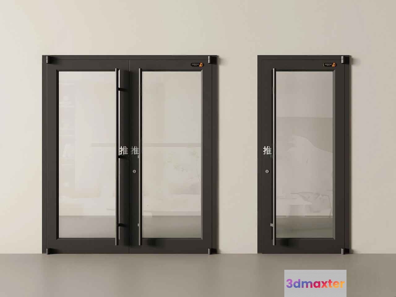 Gray Metal Doors 3D Model - 14583 - VRAY Render