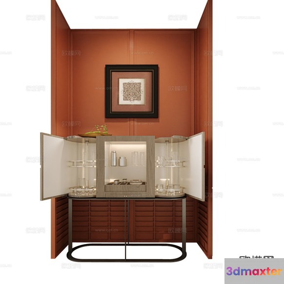 Wooden Display Cabinet 3D Model - 5261 - CORONA Render