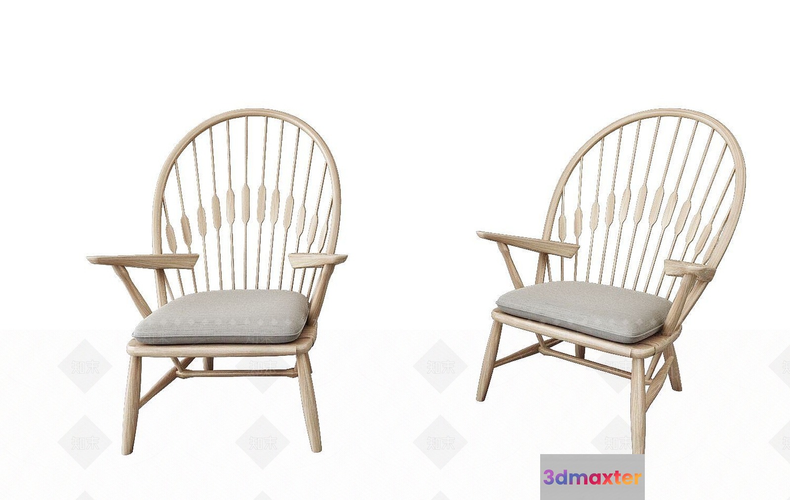 A Pair Of Wooden Chairs 3D Model - 13699 - VRAY Render