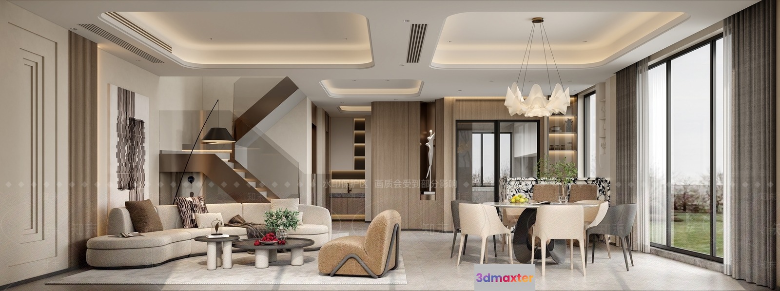 Modern Living Room 3D Model - 4947 - VRAY Render