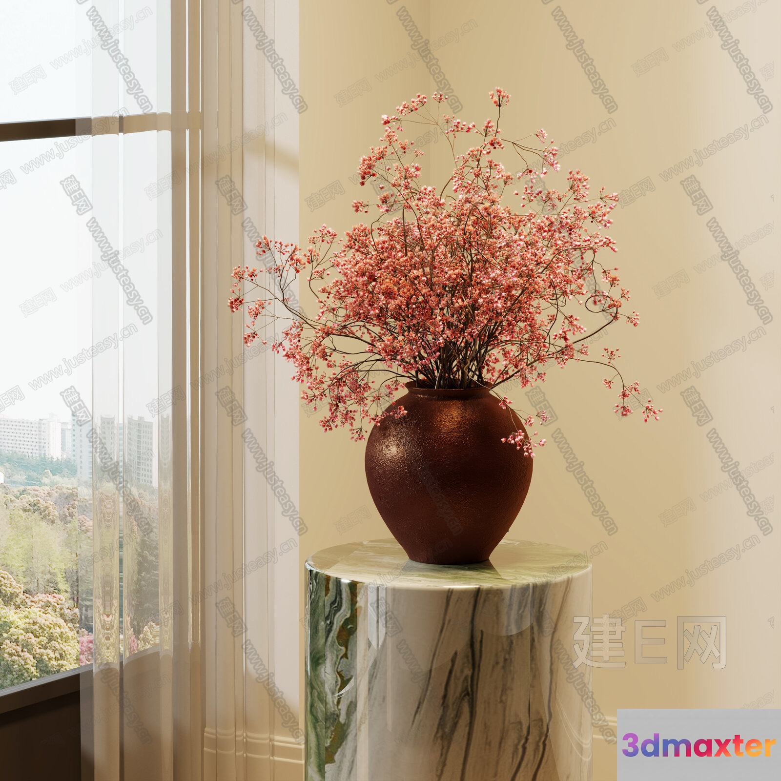 A Vase With Flowers 3D Model - 717 - VRAY Render