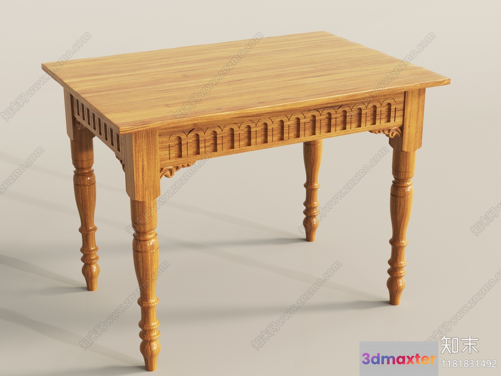 A Wooden Table With Ornate Legs 3D Model - 141 - VRAY Render