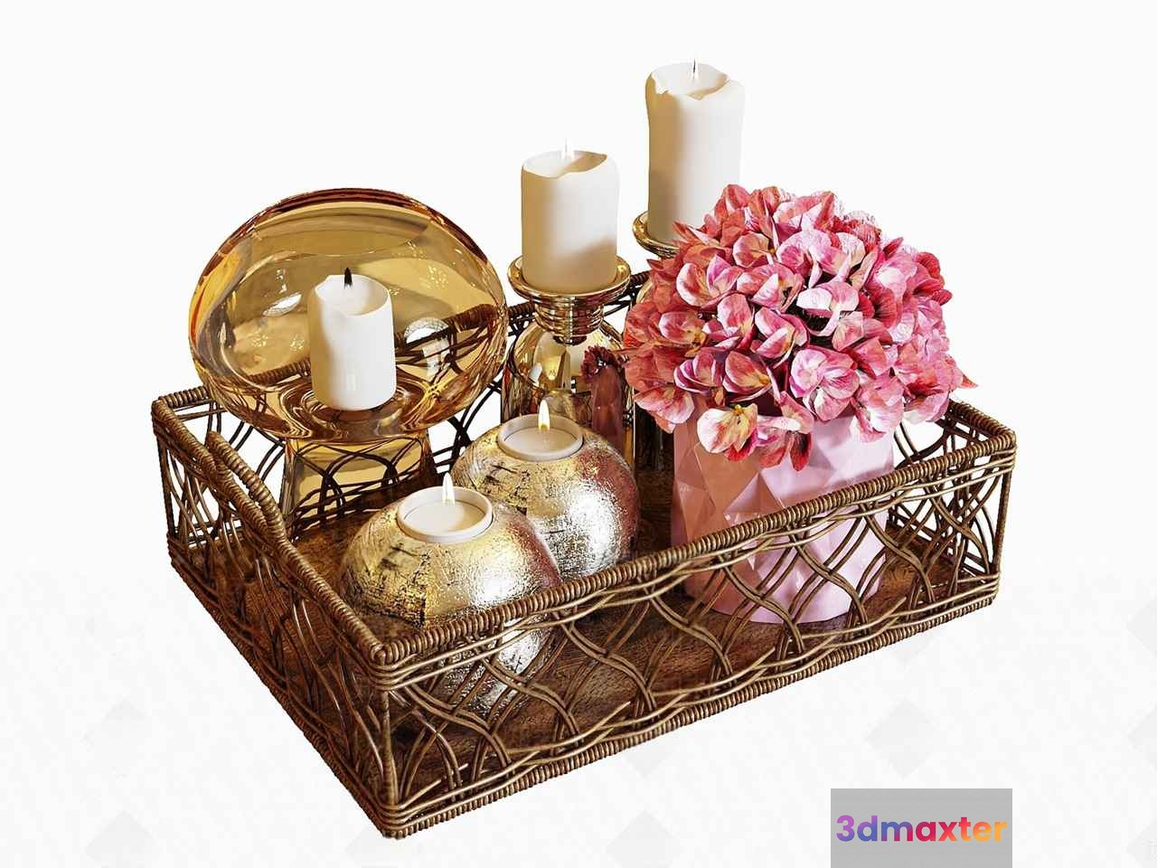 Gold Decorative Basket 3D Model - 1749 - CORONA Render