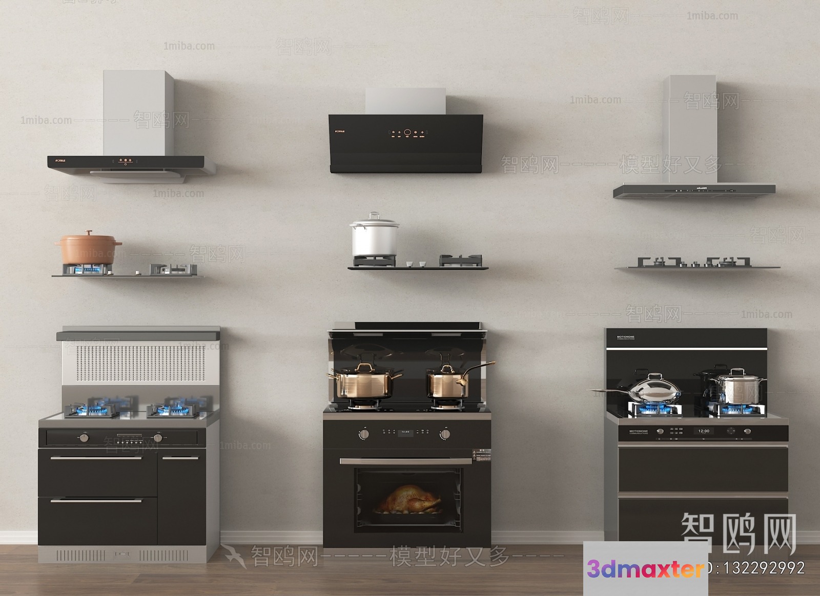 Modern Kitchen Setup 3D Model - 15422 - VRAY Render