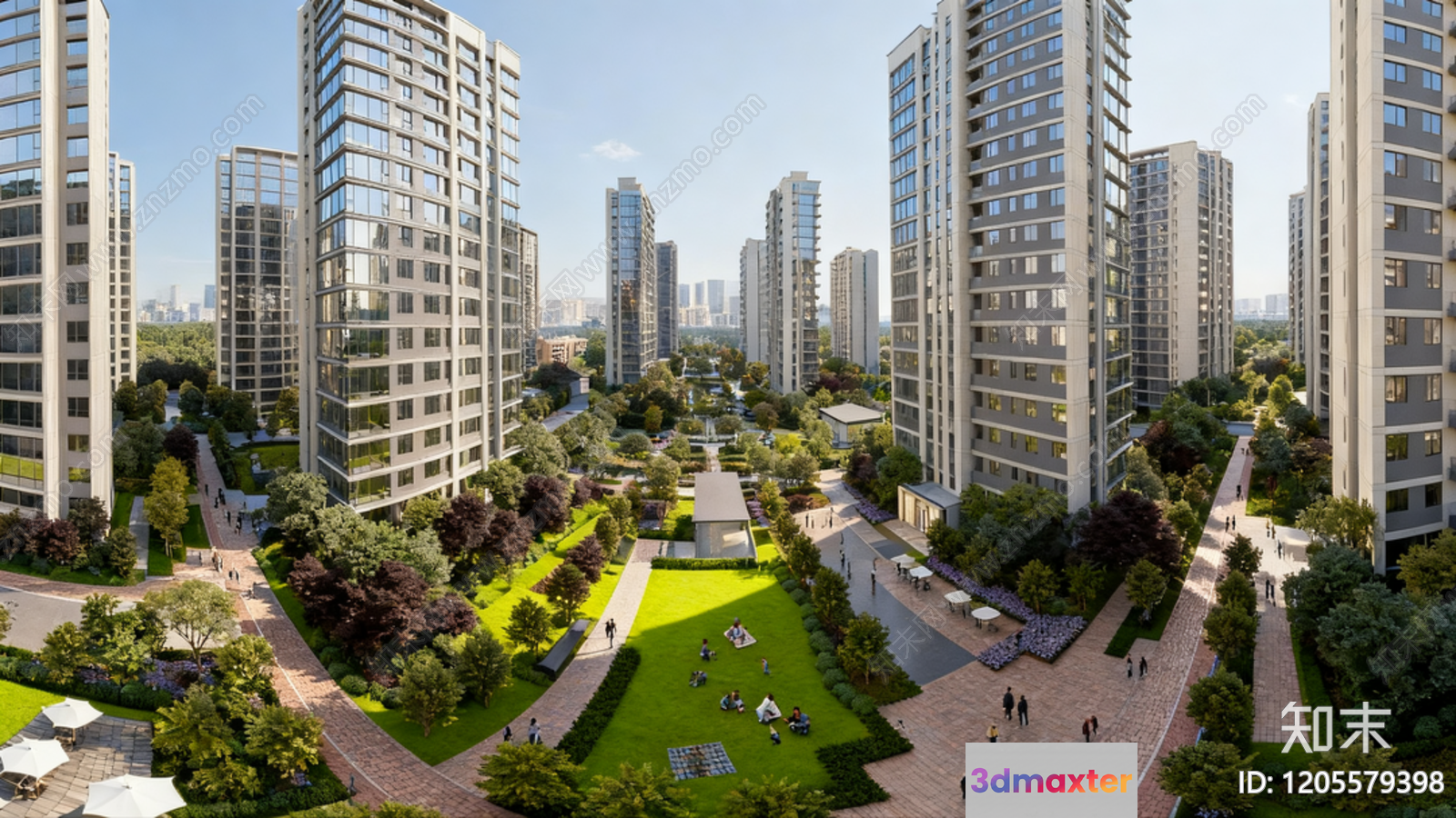A Cityscape With Tall Buildings 3D Model - 4923 - VRAY Render