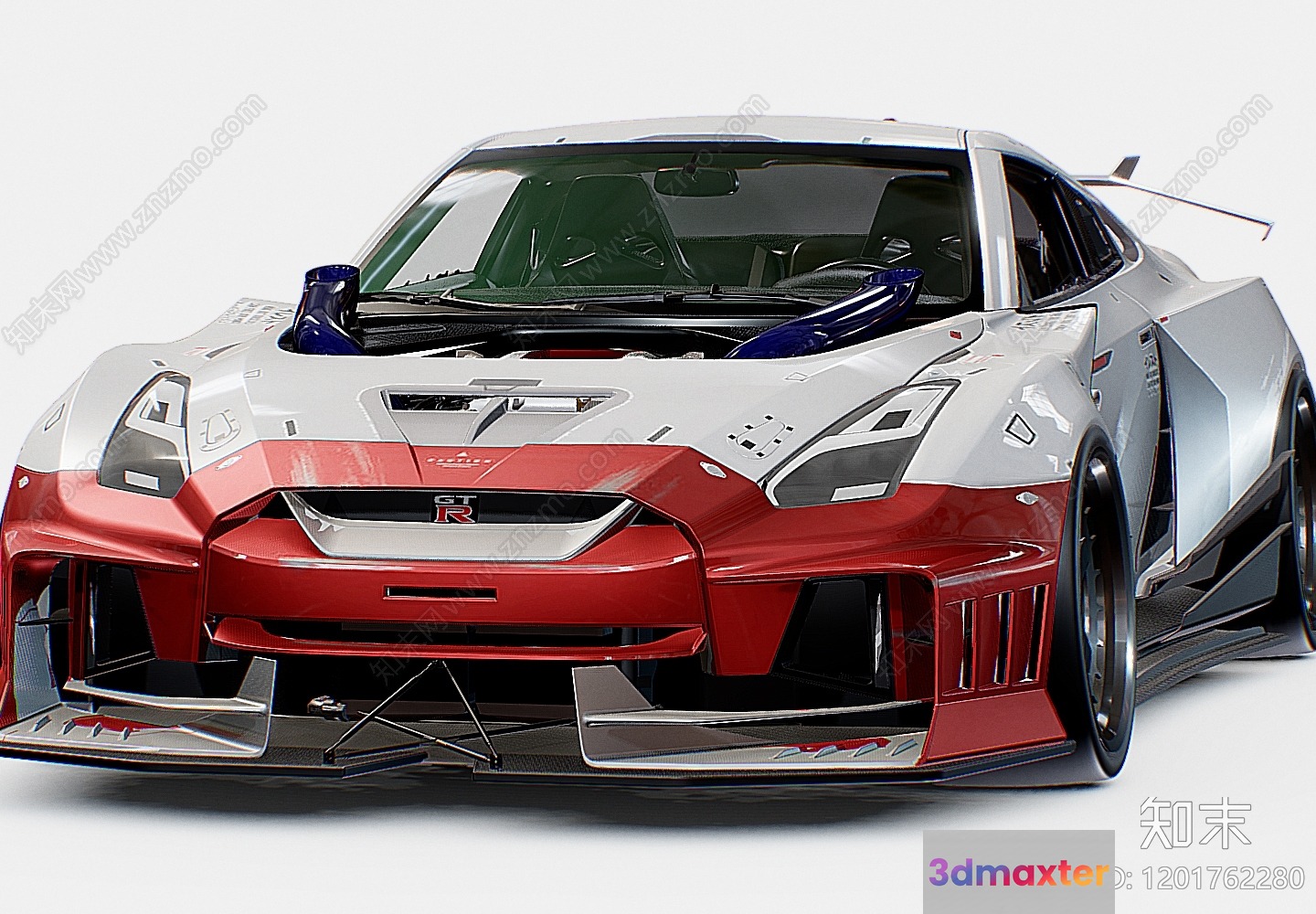 A Red And White Car 3D Model - 8402 - VRAY Render