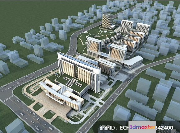 A 3D City Map 3D Model - 1427 - VRAY Render