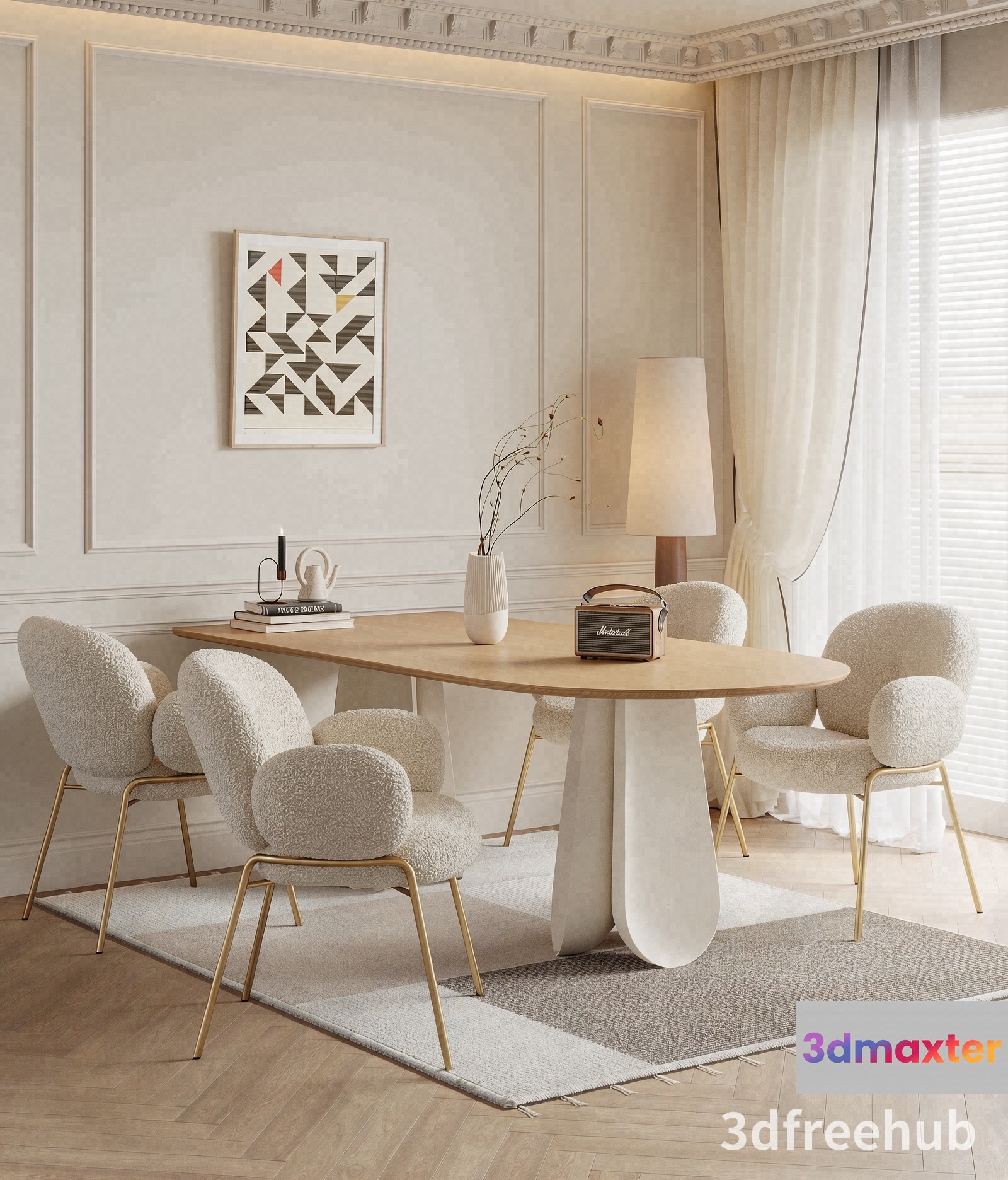 A Modern Dining Room 3D Model - 21987 - VRAY Render