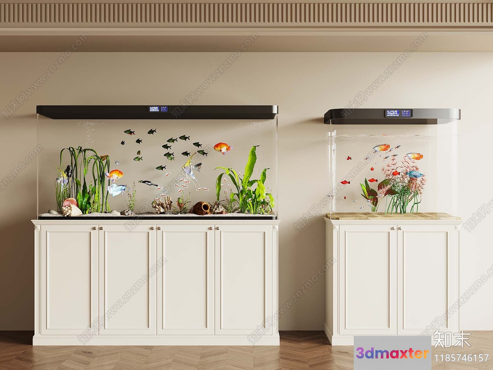 Two Aquariums With Fish 3D Model - 12941 - VRAY Render