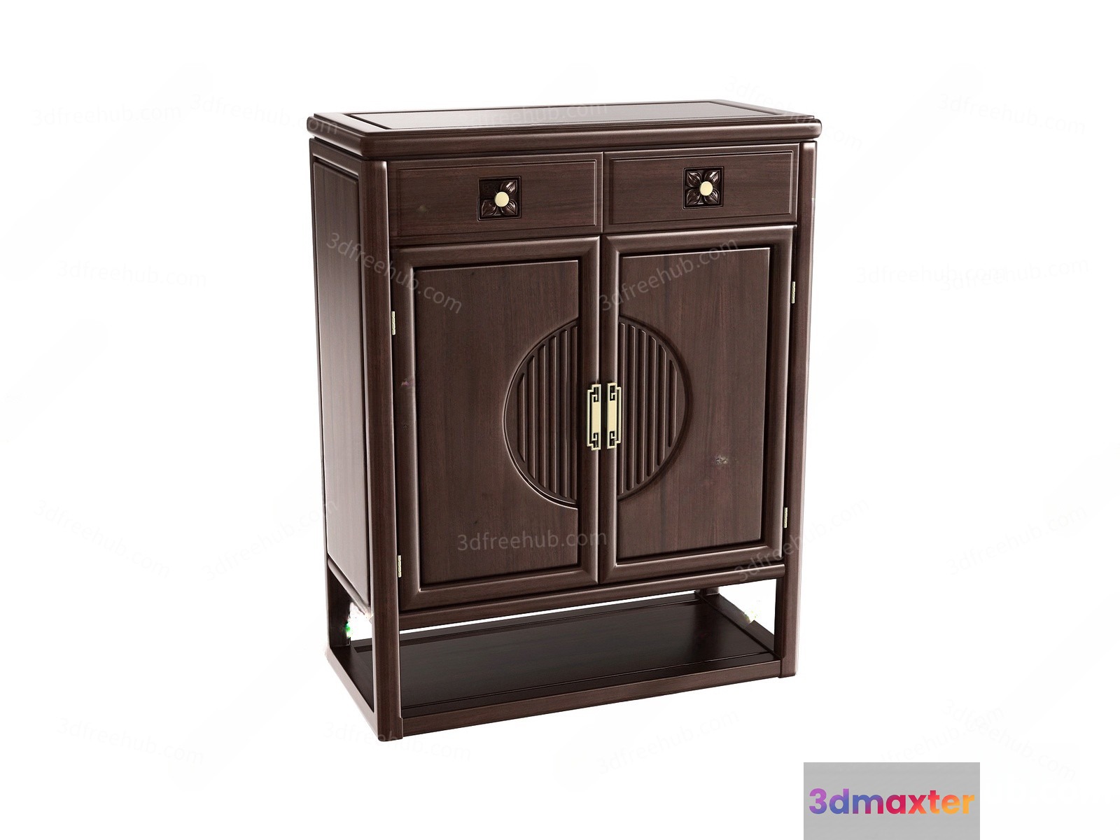 A Dark Brown Wooden Cabinet 3D Model - 22596 - VRAY Render