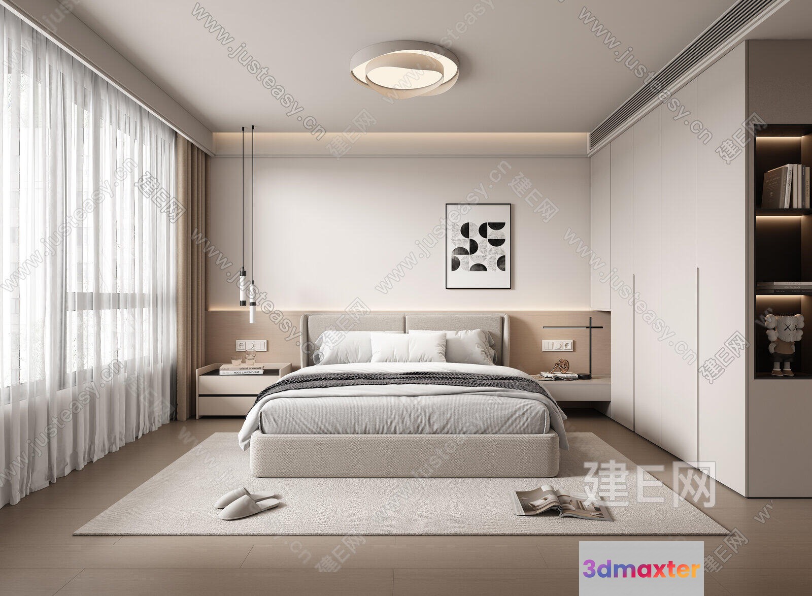 Cozy Modern Bedroom 3D Model - 21069 - VRAY Render