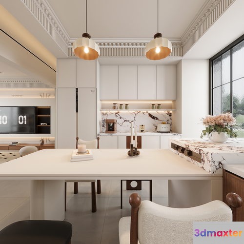 Modern Minimalist Kitchen 3D Model - 12221 - VRAY Render