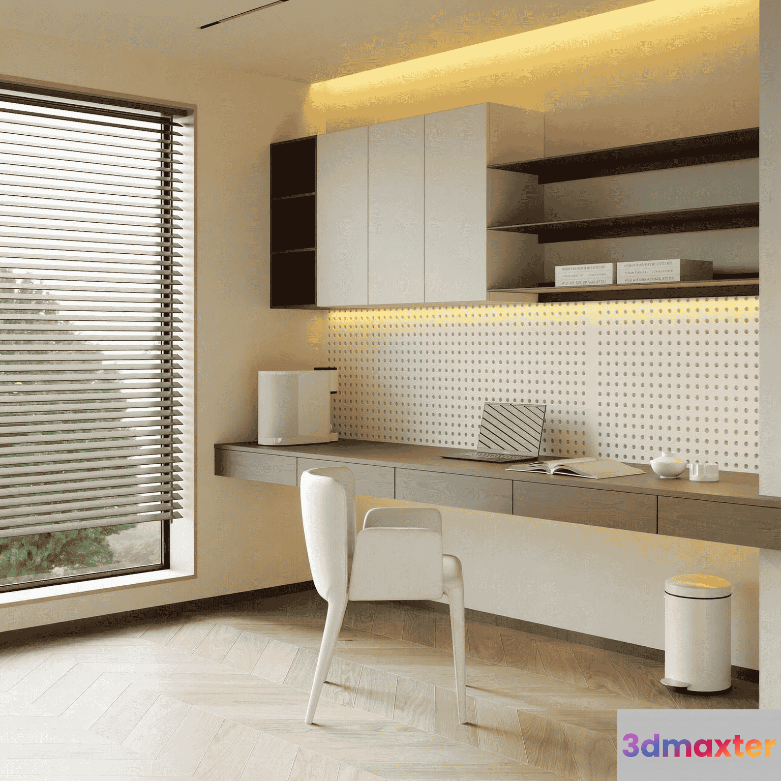 Modern Minimalist Office Space 3D Model - 13535 - VRAY Render