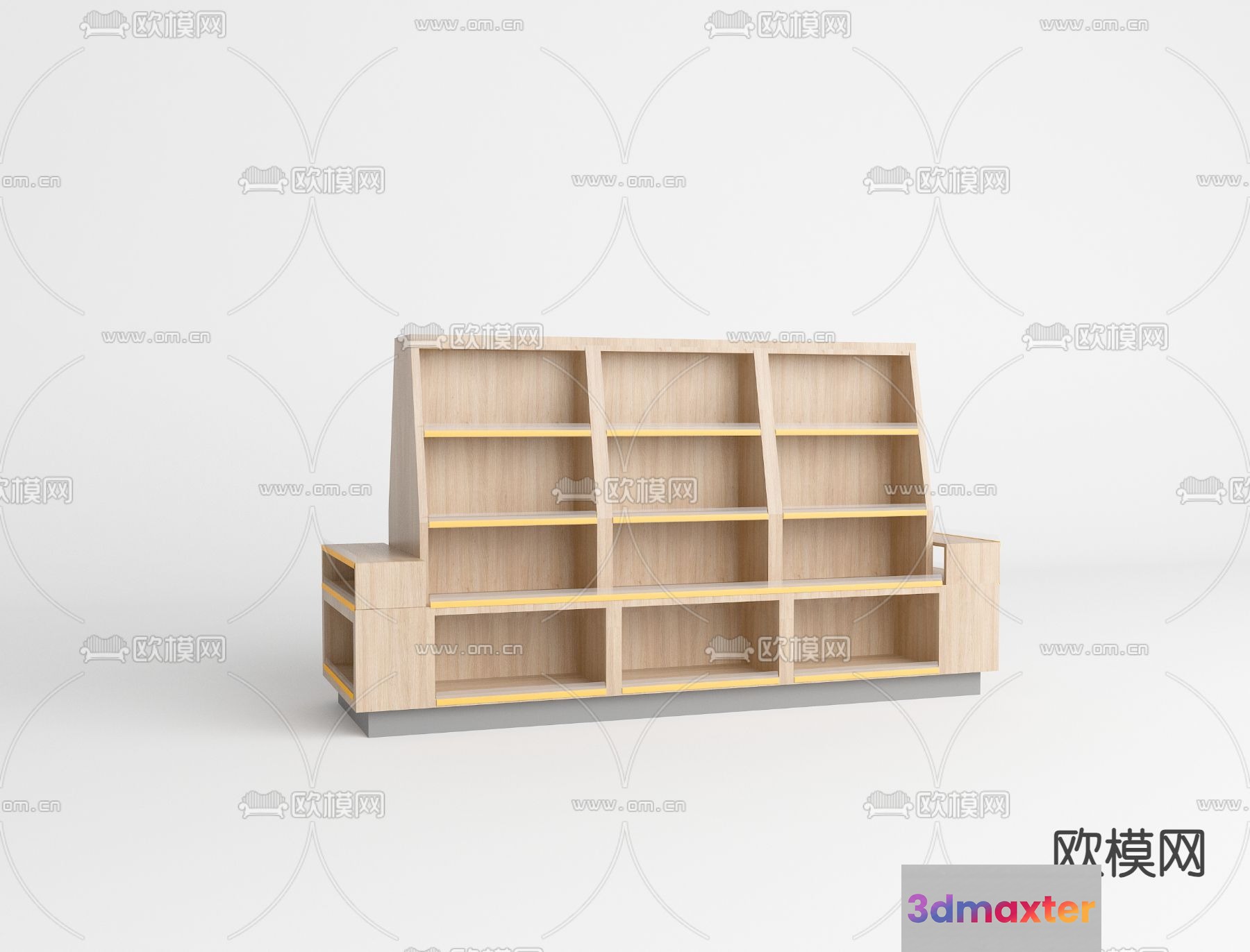 A Wooden Bookshelf 3D Model - 7307 - VRAY Render