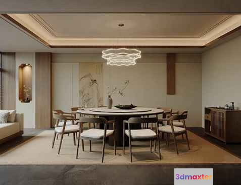 Modern Dining Room 3D Model - 4863 - VRAY Render