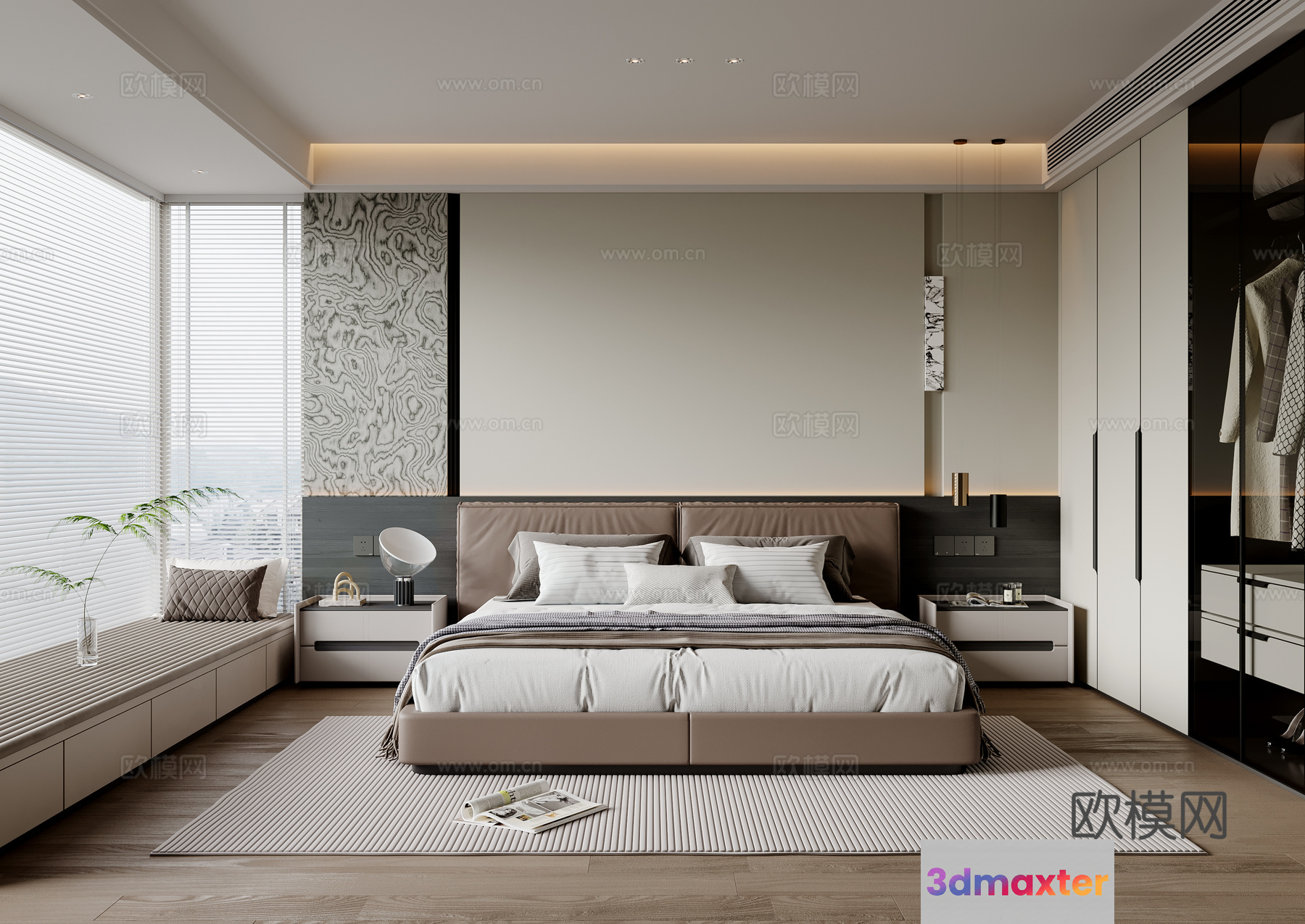 Cozy Modern Bedroom 3D Model - 7118 - VRAY Render