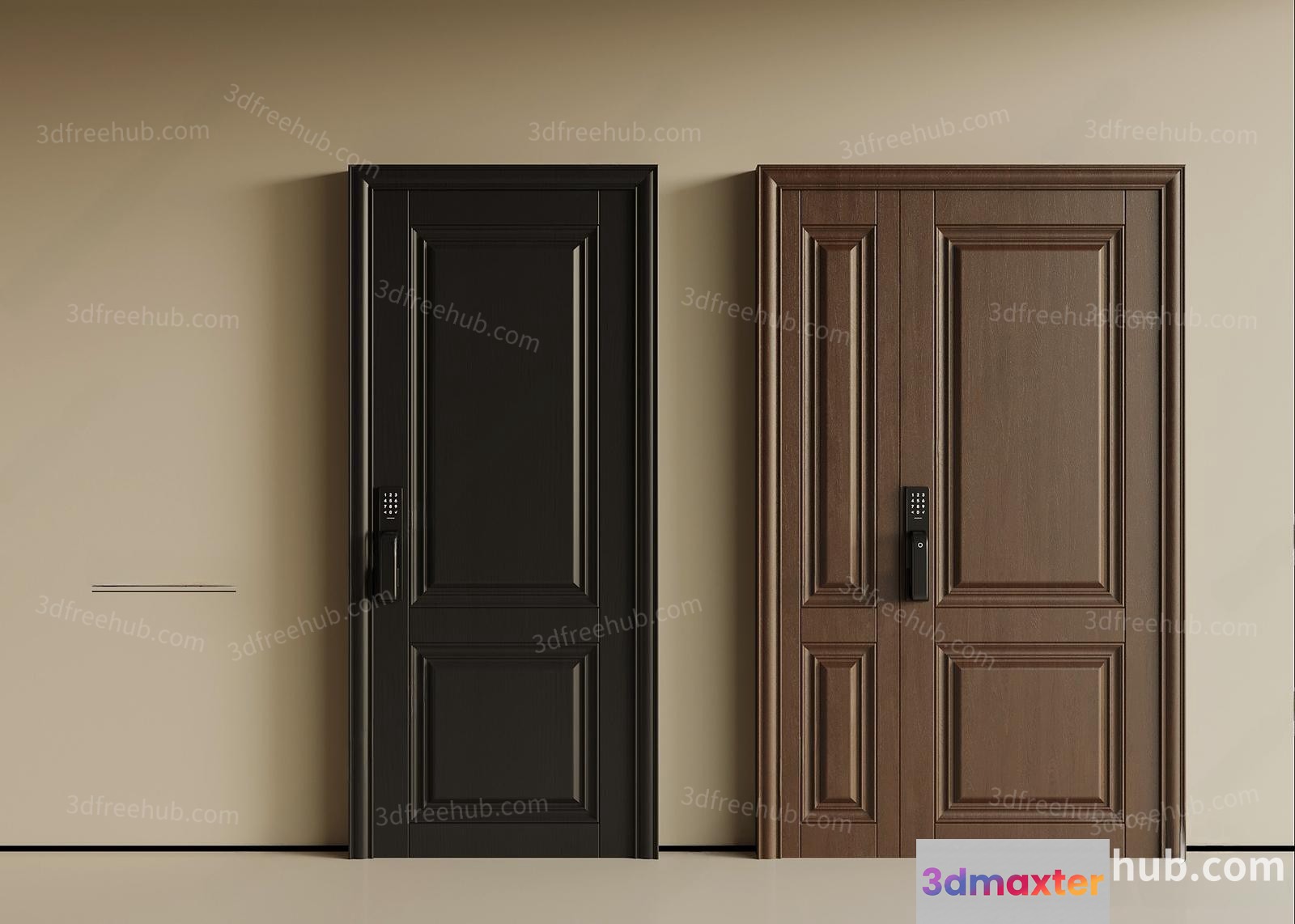Two Doors In A Room 3D Model - 21321 - VRAY Render
