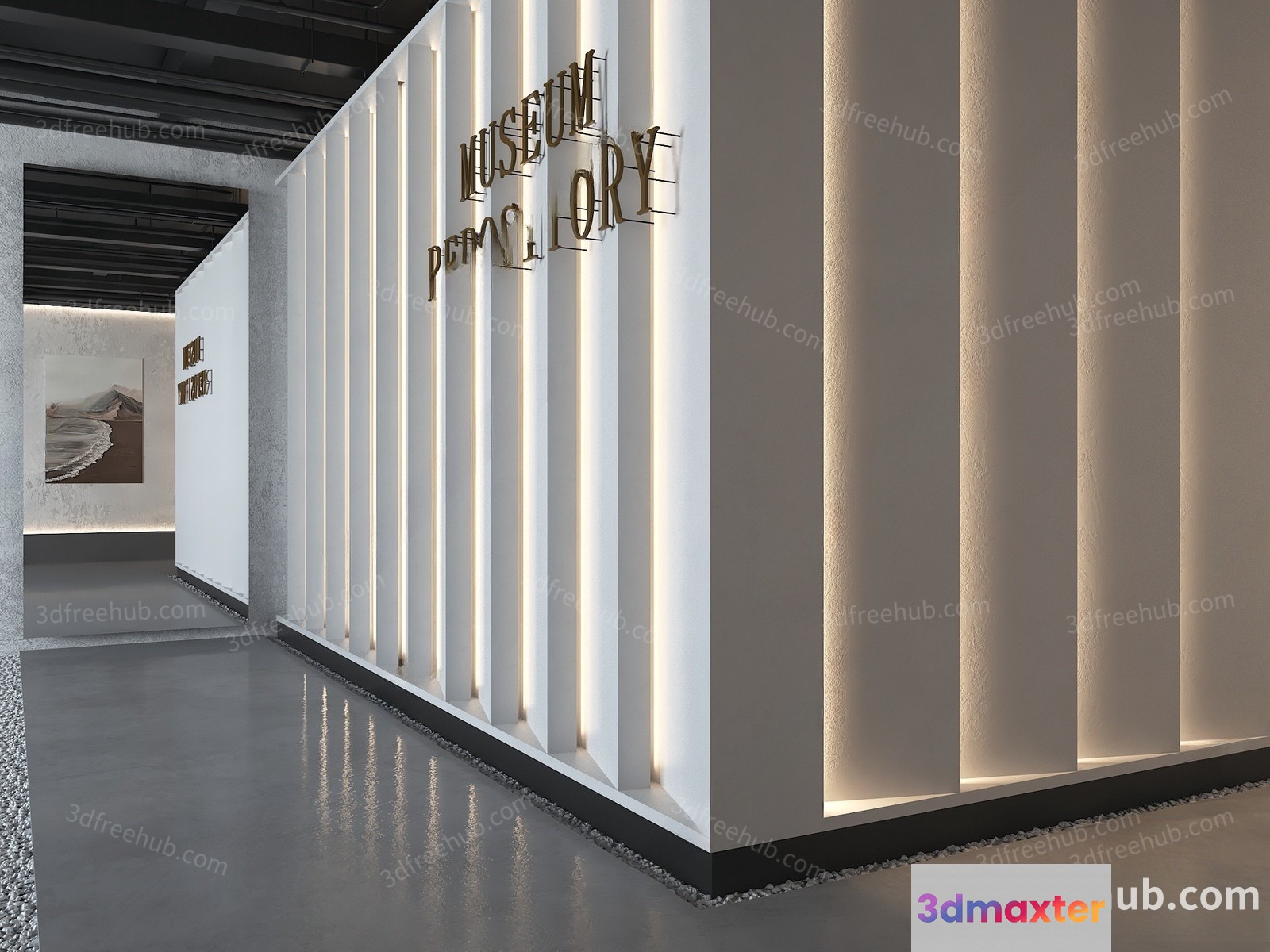 Modern Museum Entrance 3D Model - 22455 - VRAY Render