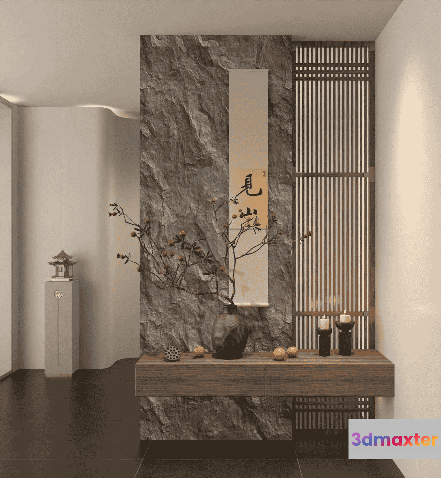 Modern Asian-Inspired Interior Design 3D Model - 16423 - VRAY Render