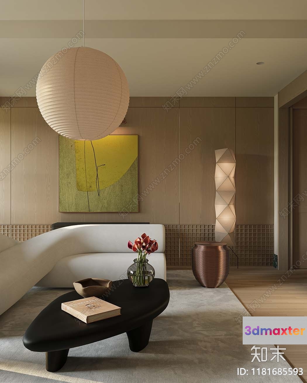 Modern Living Room 3D Model - 140 - VRAY Render
