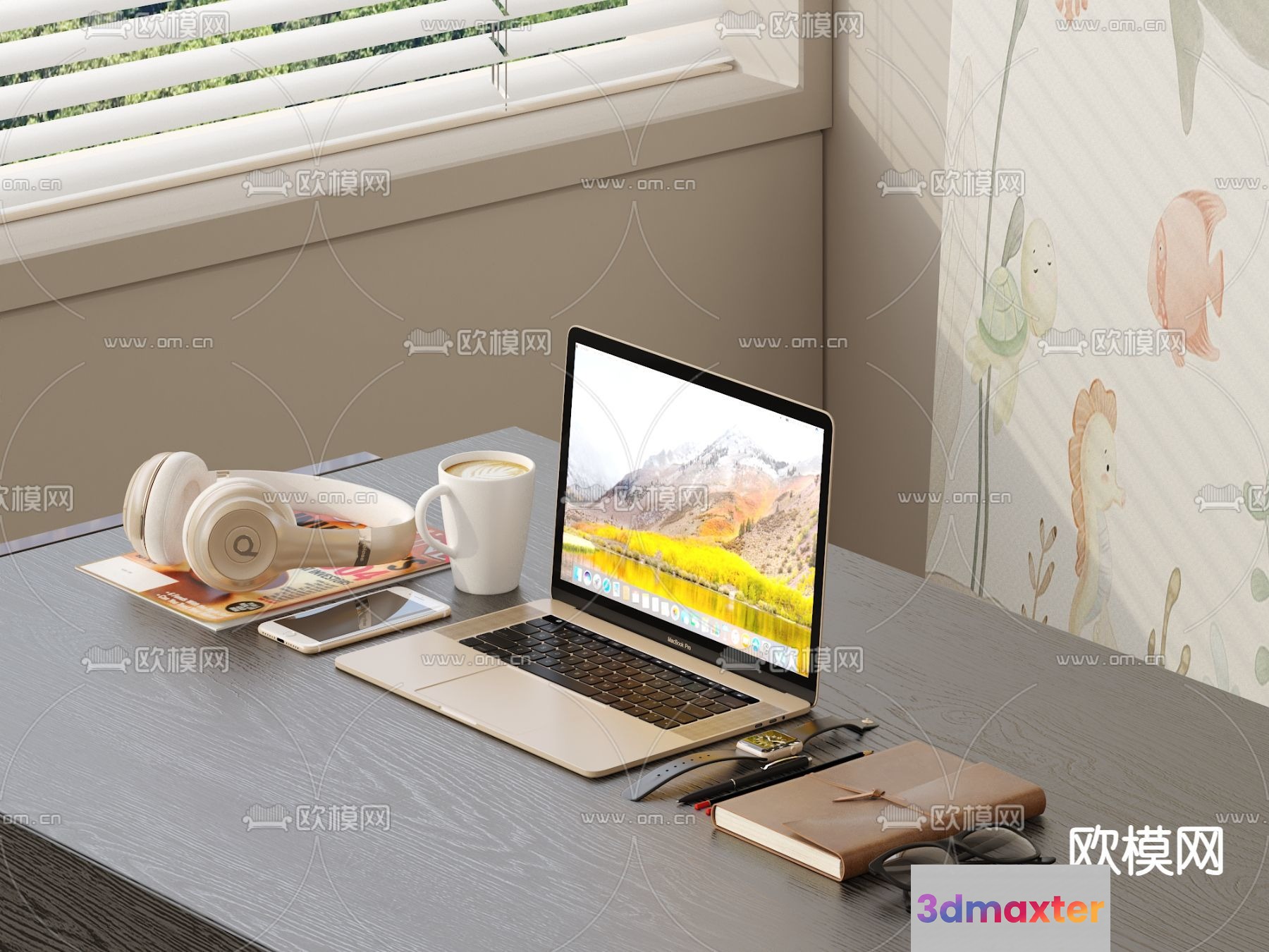 Modern Work Desk 3D Model - 4276 - VRAY Render