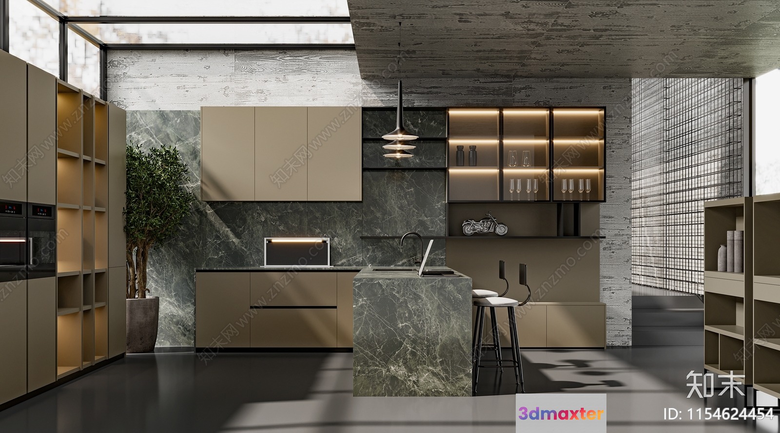 Modern Kitchen Design 3D Model - 13355 - VRAY Render