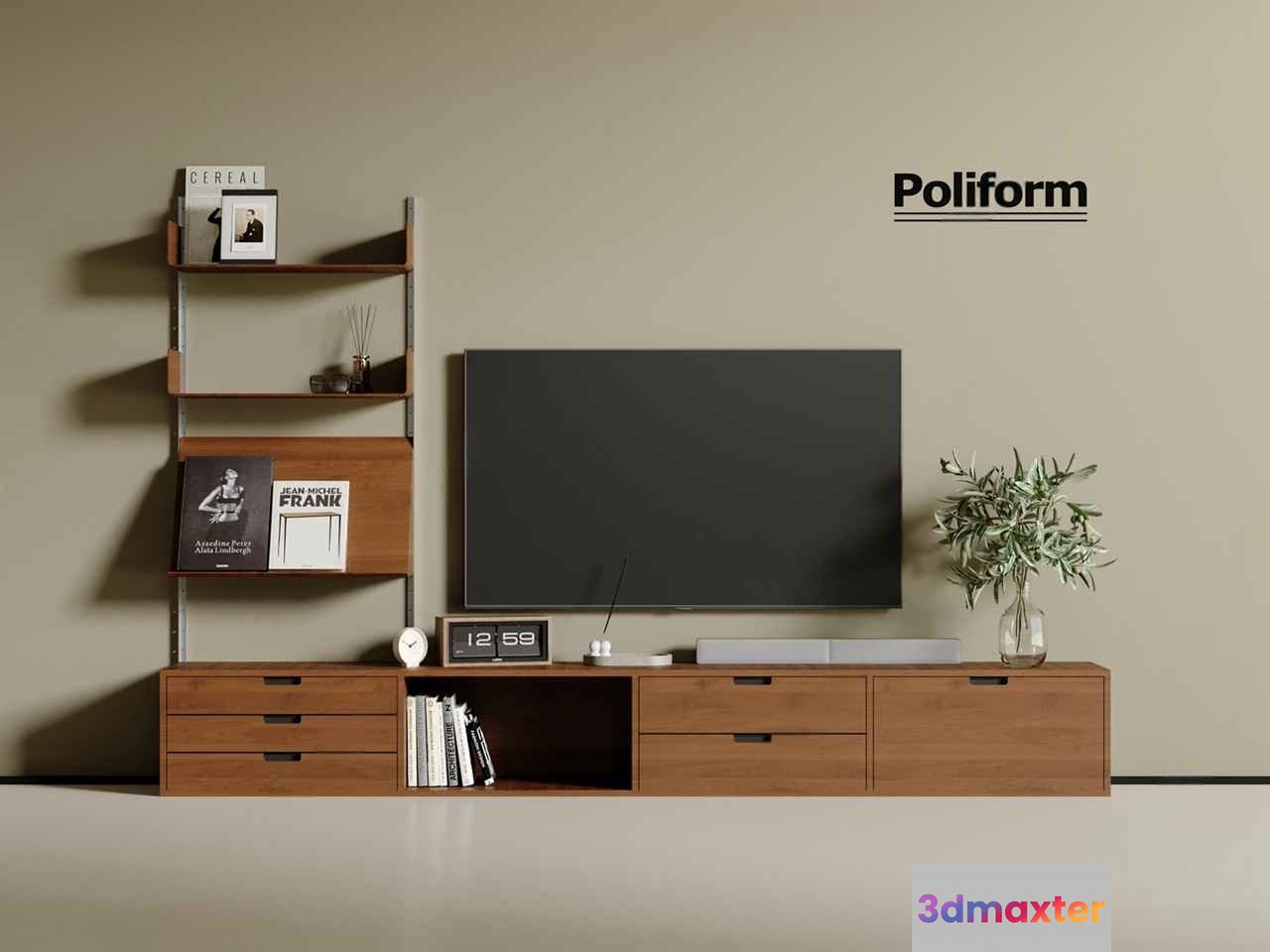 Modern Entertainment Center 3D Model - 16971 - VRAY Render