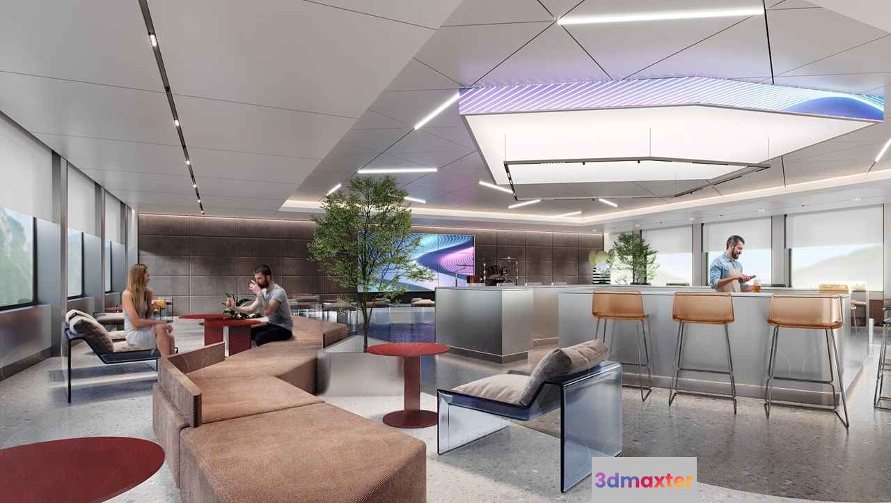 Modern Lounge Area 3D Model - 10602 - VRAY Render