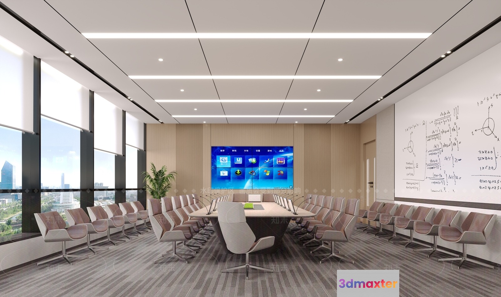 A Large Conference Room 3D Model - 1454 - VRAY Render