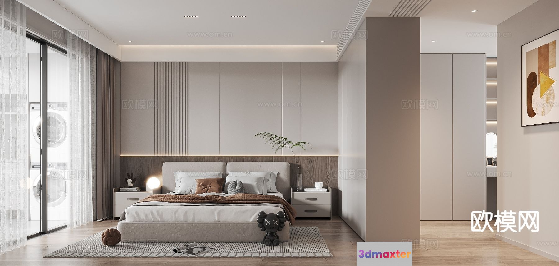Cozy Modern Bedroom 3D Model - 7811 - VRAY Render