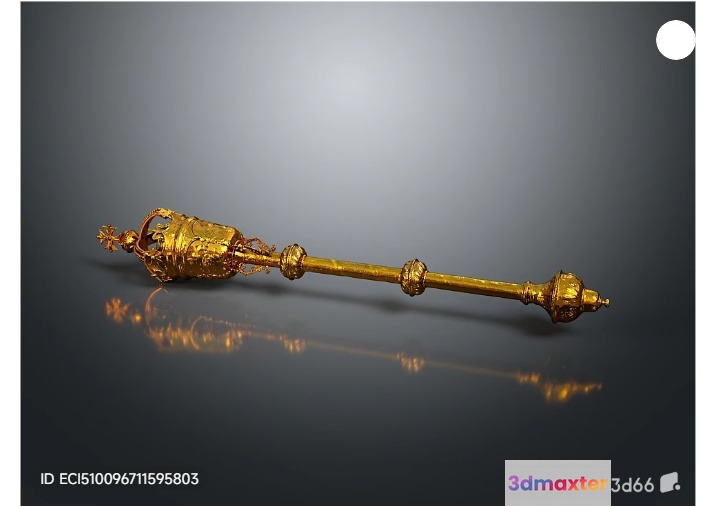 Gold Ornate Scepter 3D Model - 5927 - VRAY Render