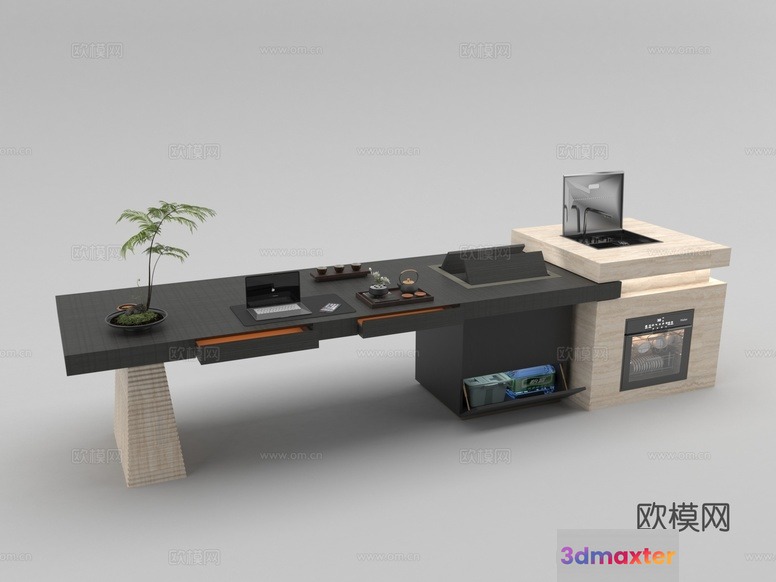 Modern Computer Desk 3D Model - 17362 - VRAY Render