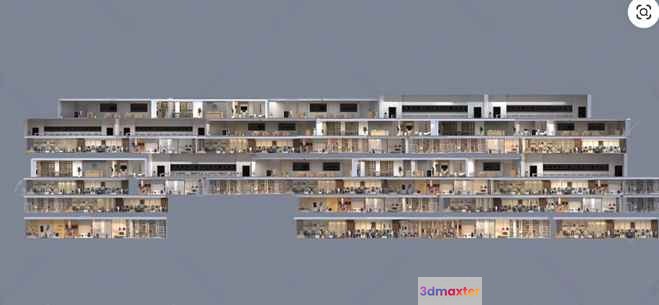 A Large Multi-Story Building 3D Model - 14189 - VRAY Render