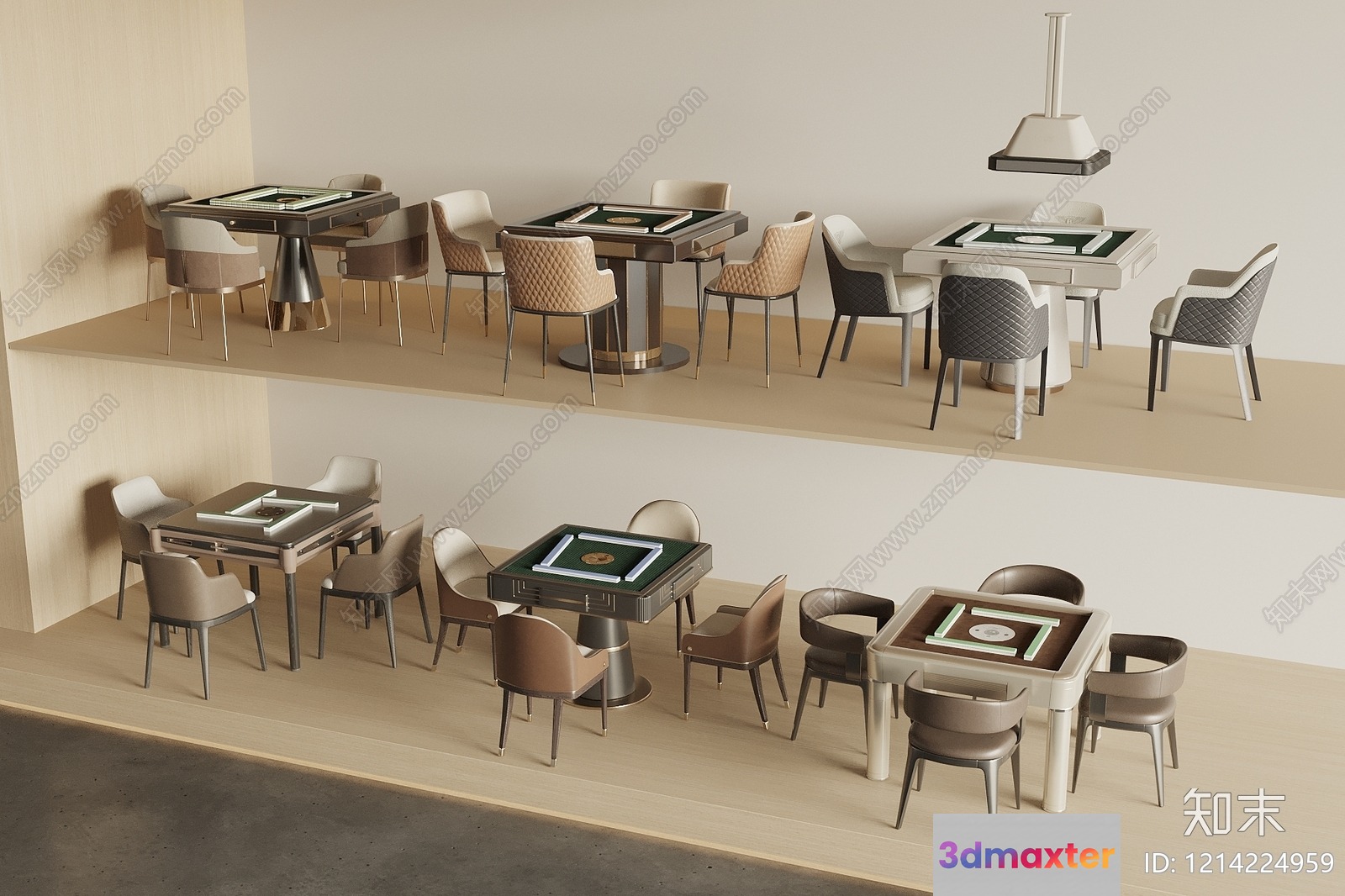 A Room With Multiple Tables And Chairs 3D Model - 16685 - VRAY Render