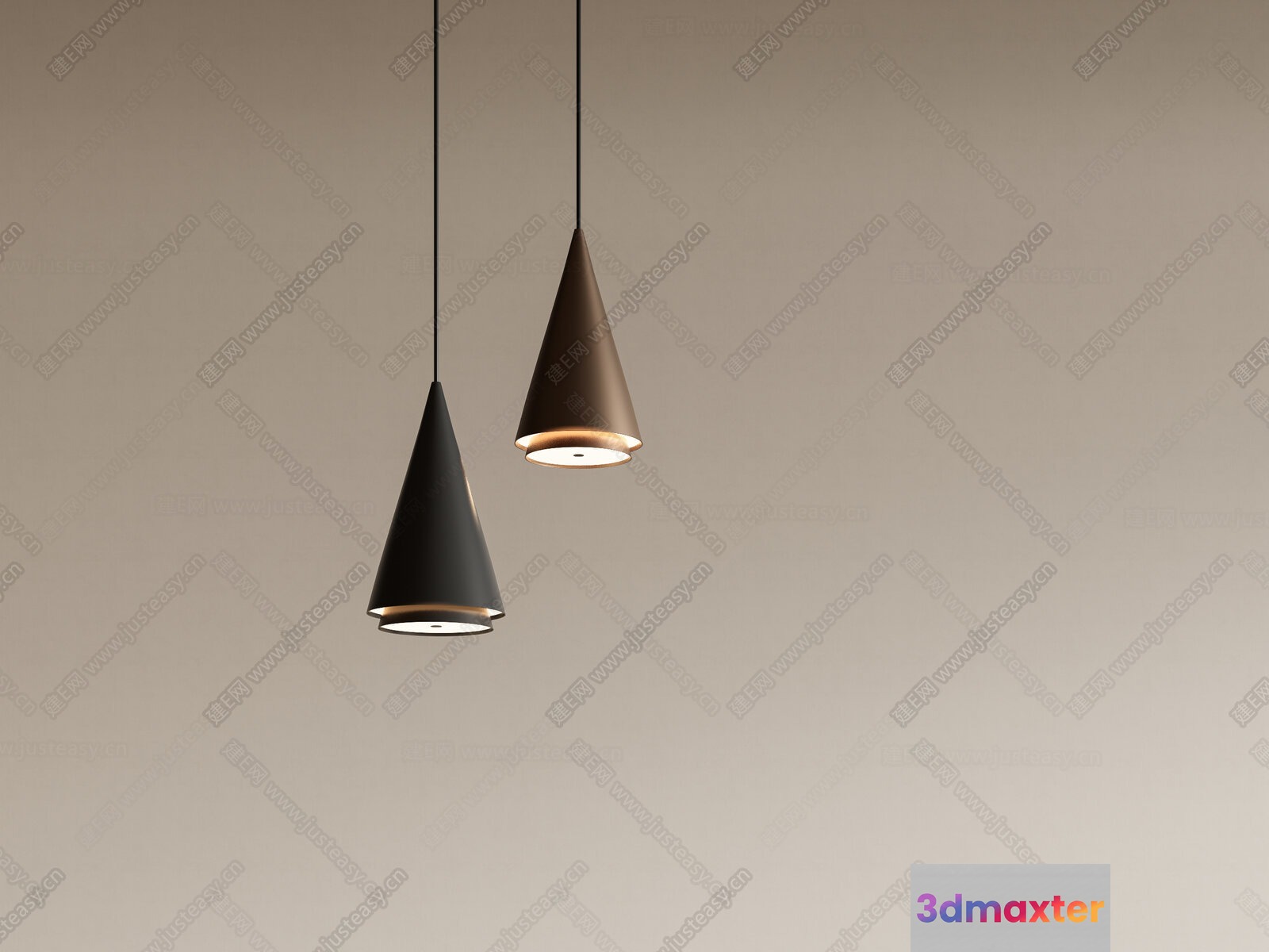 Two Hanging Light Fixtures 3D Model - 12173 - VRAY Render