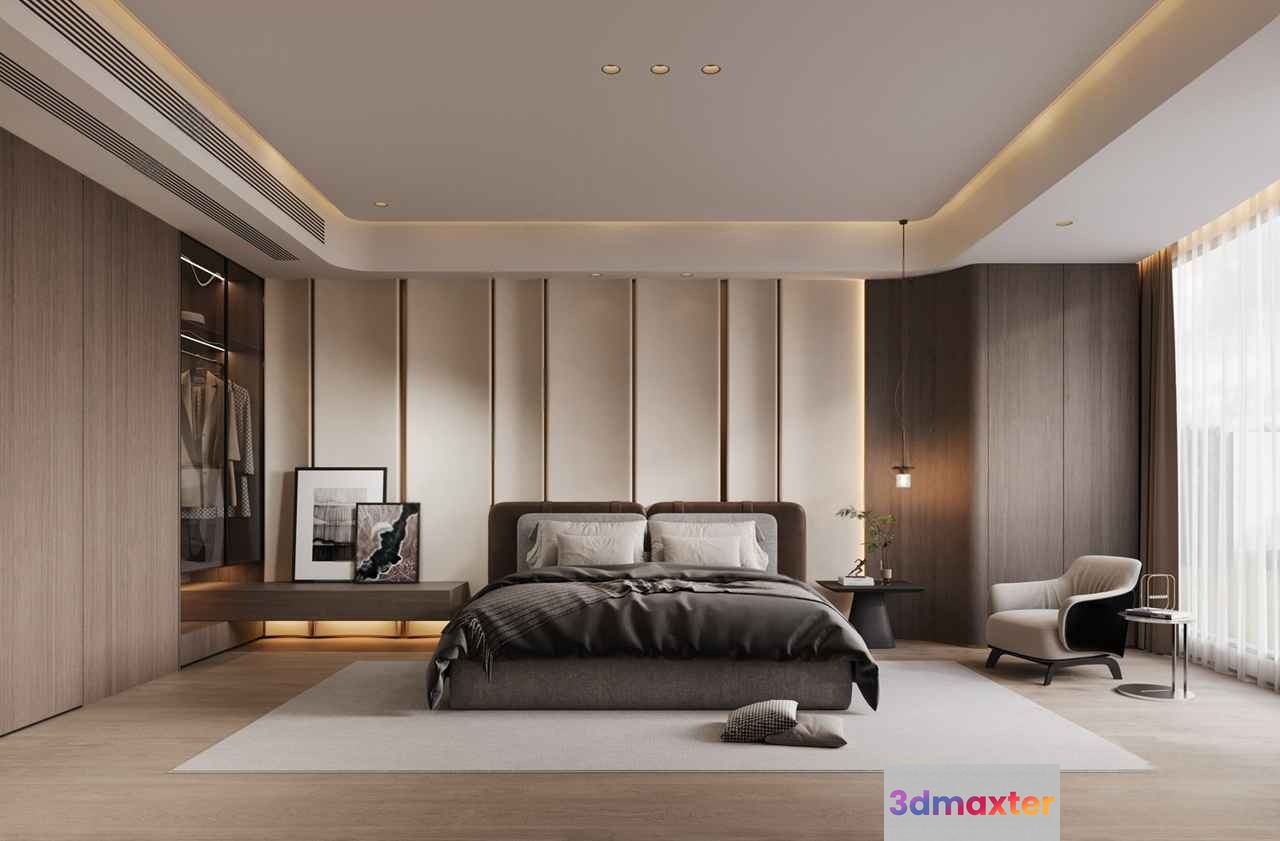 Modern Master Bedroom 3D Model - 5252 - CORONA Render